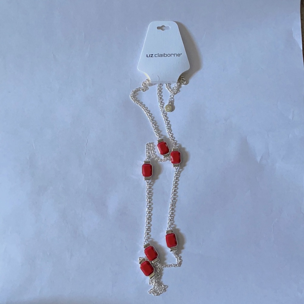 Red Liz Claiborne long necklace
